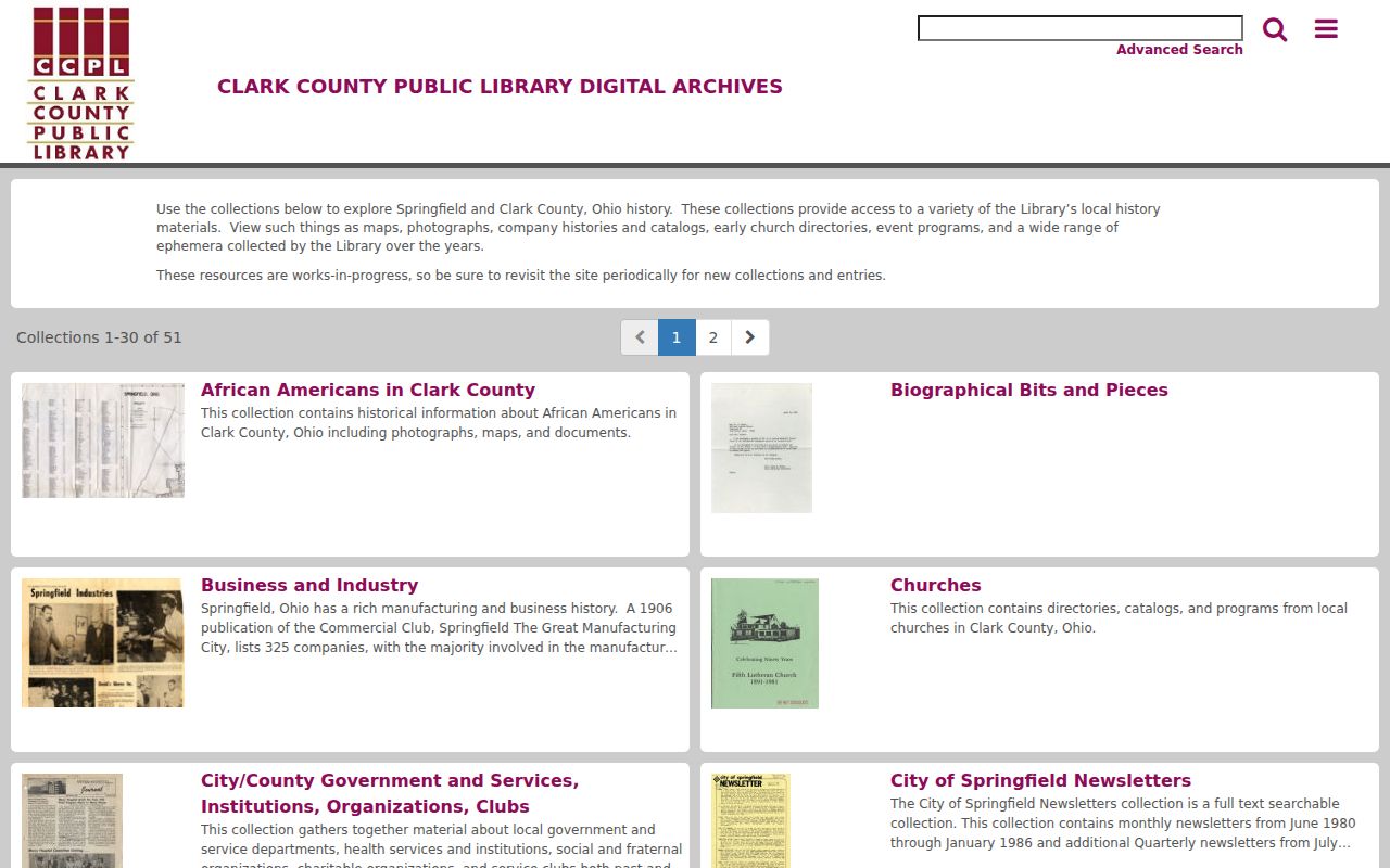 Springfield city directory companion research in the Clark County Public Library Digital Archives