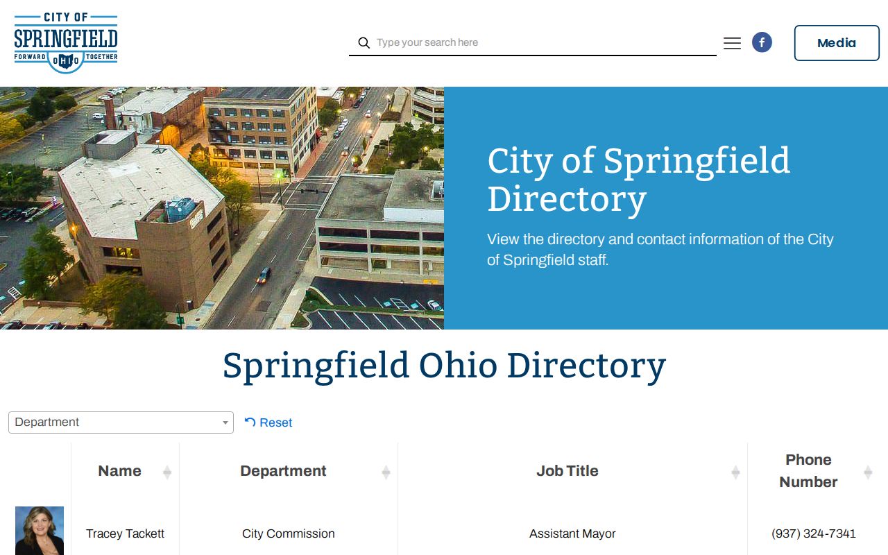 Springfield city directory distinction shown by the official city staff directory