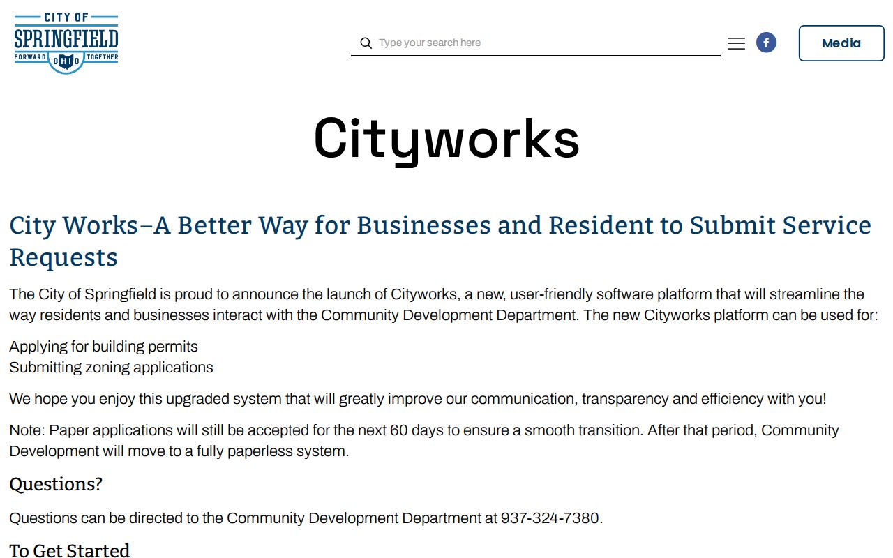 Springfield city directory companion evidence from the Cityworks permit information page