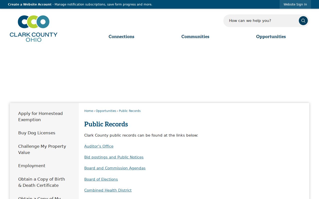 Springfield residents directory Clark County public records hub