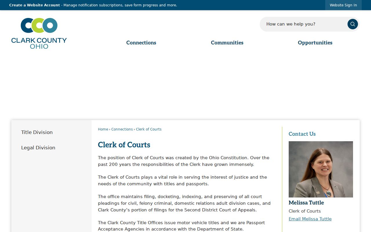 Springfield previous residents research with Clark County Clerk of Courts access information