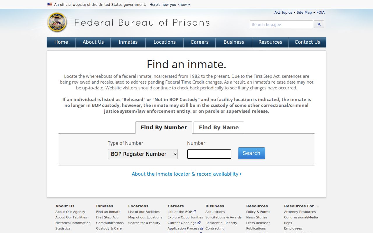 Springfield resident lookup federal inmate locator page