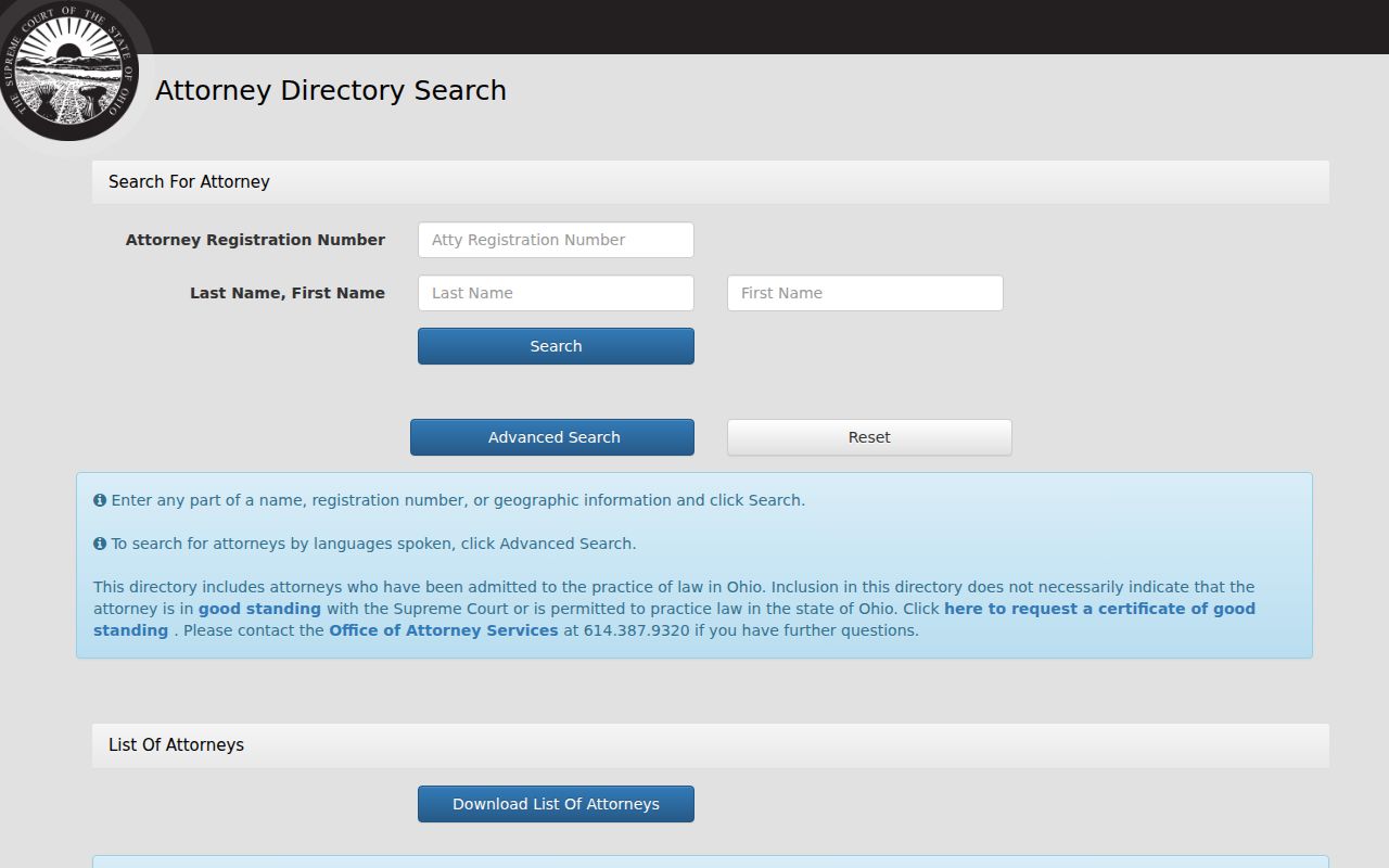 Springfield resident lookup Ohio attorney directory search