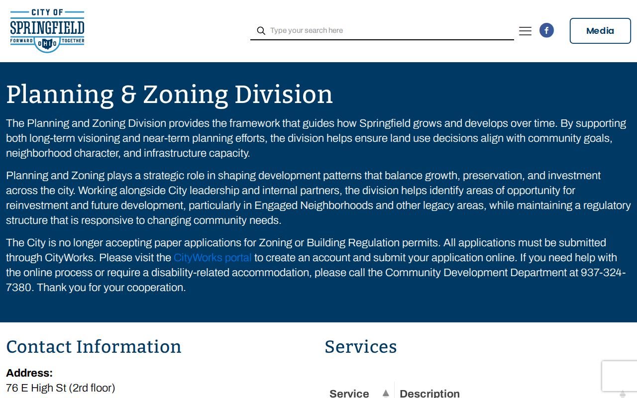 Springfield street directory reference showing Planning and Zoning map resources