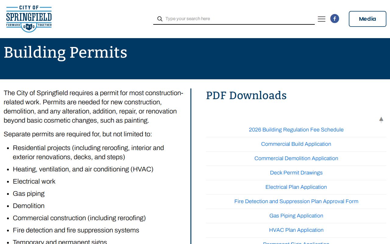 Springfield street directory reference showing building permit information
